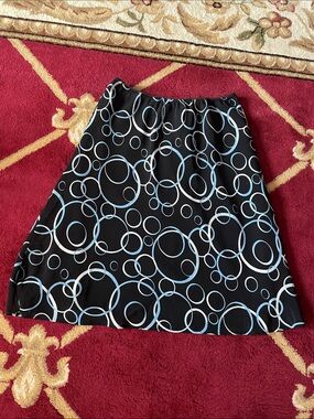 George Black Mini Skirt with Blue and White Circle Print